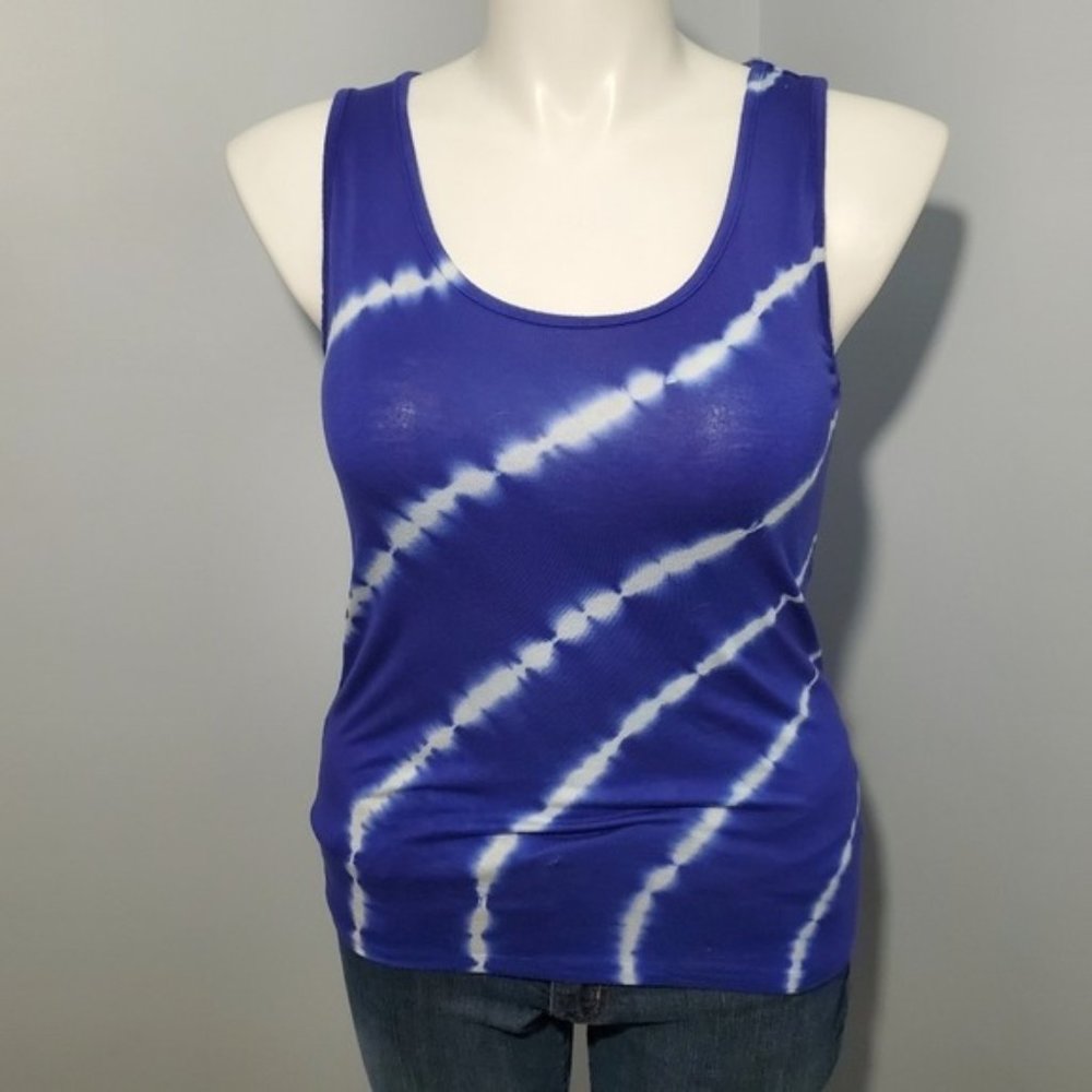 Kenar Tie Dye Blue White Stripe Tank Top